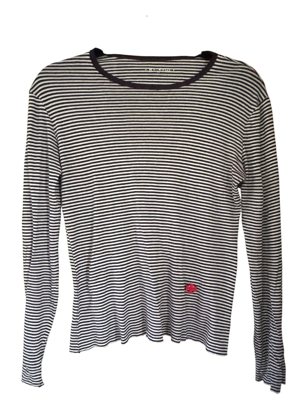 Tory Sport Striped Tissue-Weight Rib Long-Sleeve T-Shirt Size S